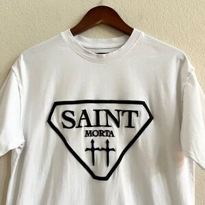 Saint Morta White T Shirt Diamond Logo Graphic‎ Tee Streetwear Embroidered Sz M